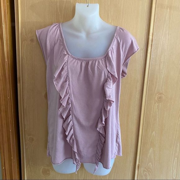 UO Kimchi Blue • Dusty Rose Frill Front Tee - Picture 3 of 15